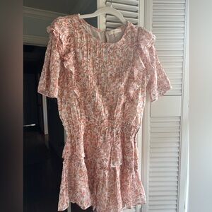 LoveShackFancy Peach Floral Ruffle Dress